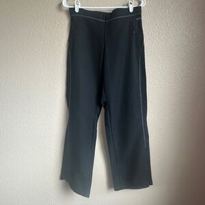 Reebok Women Black Wide Leg Athletic Training Pants Zipper Pockets Ankle Vents M